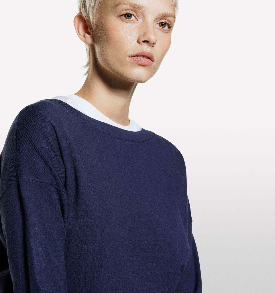 Marineblauer Pullover mit U-Boot-Ausschnitt - pullover u-bootausschnitt für damen - Dunkelblau | Sisley image number 4